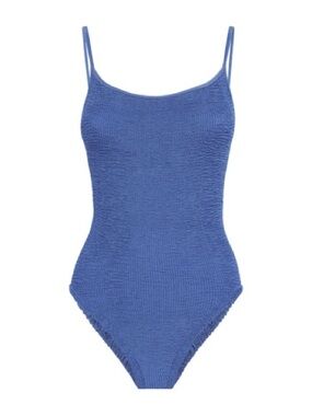 New Hunza G Swimsuit Pamela Metallic Denim Blue One Size Crinkle Maria Xandra